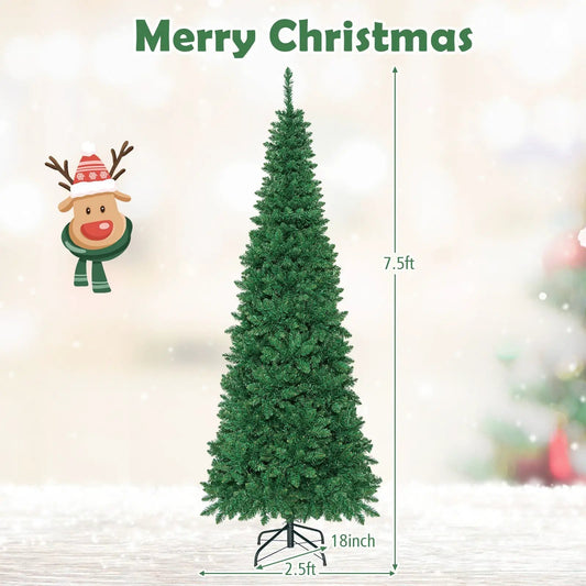 4.5 Ft Pre-Lit Premium Hinged Fir Pencil Tree