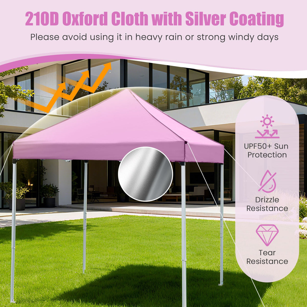 GemGear 6.5x6.5 ft pink pop-up canopy tent with metal frame on Tampa Home & Garden Store