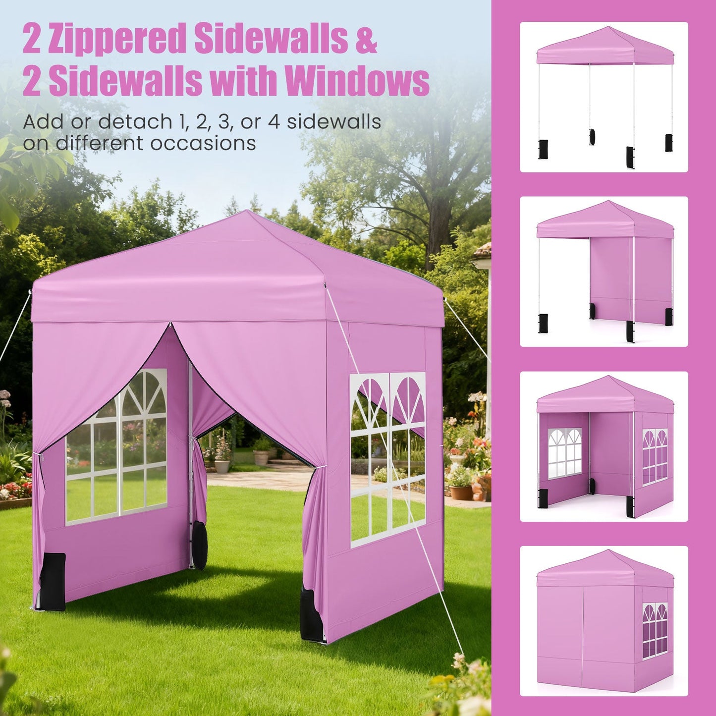6.5 x 6.5 FT Pop up Canopy Tent with 4 Sidewalls and Wheeled Bag