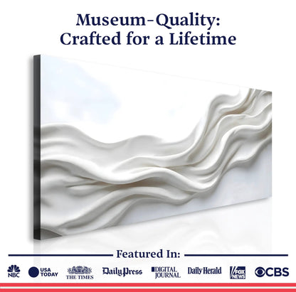 Wind Whispers Wall Art canvas with white satin draped fabric close-up, Crafting Canvas on Tampa Home & Garden Store