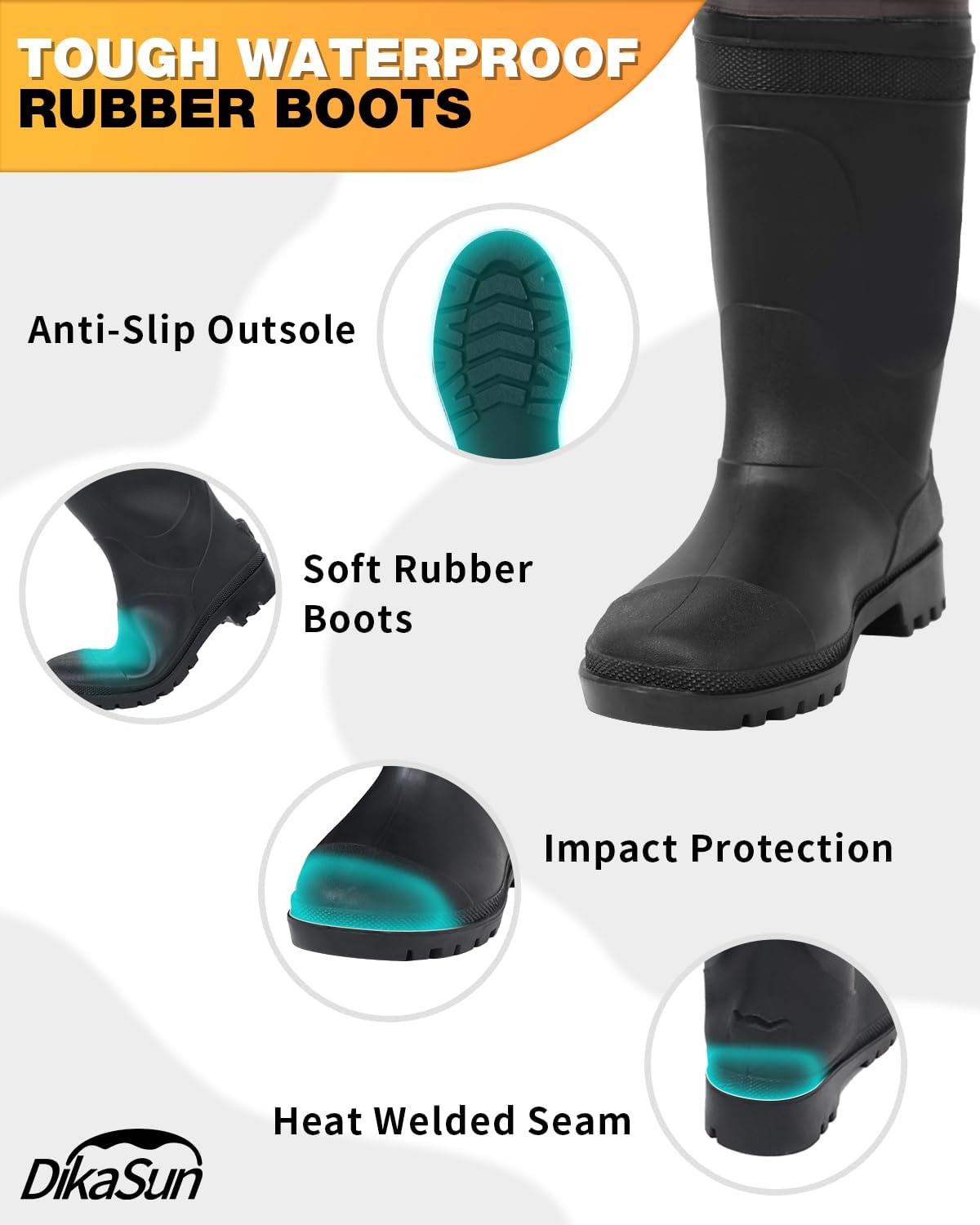Dikasun Outdoor bootfoot chest waders with boots brown waterproof fishing waders on Tampa Home & Garden Store