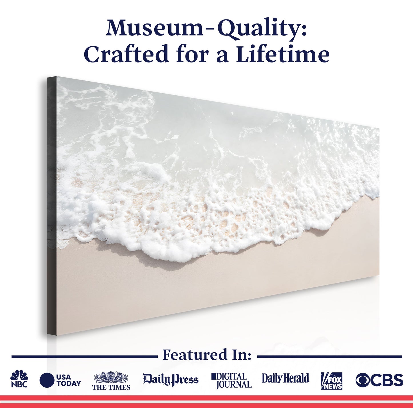 Sandy Waves Wall Art canvas by Tailored Canvases, crafting canvas with pale ocean foam on Tampa Home & Garden Store