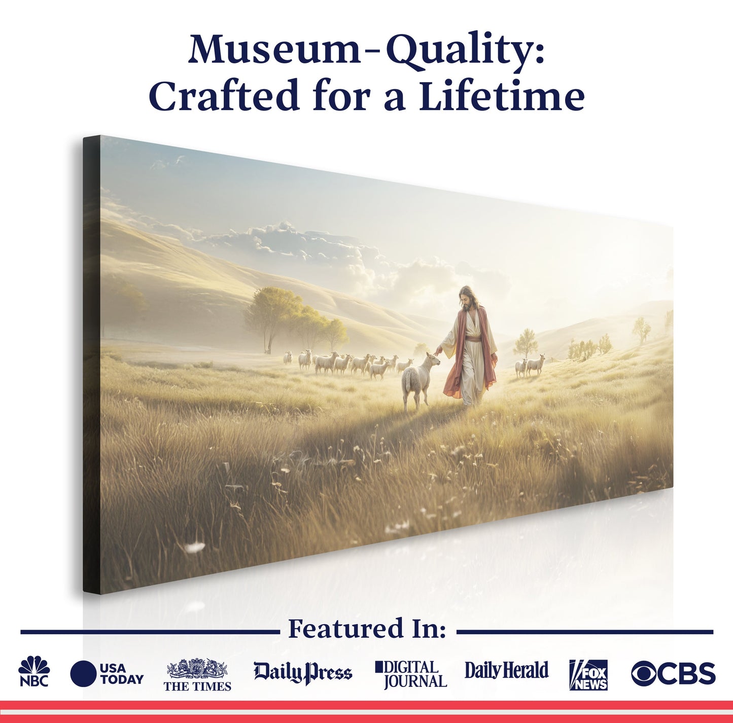Canvas 99 Faith Wall Art V by Tailored Canvases pastoral scene with Jesus and sheep on Tampa Home & Garden Store
