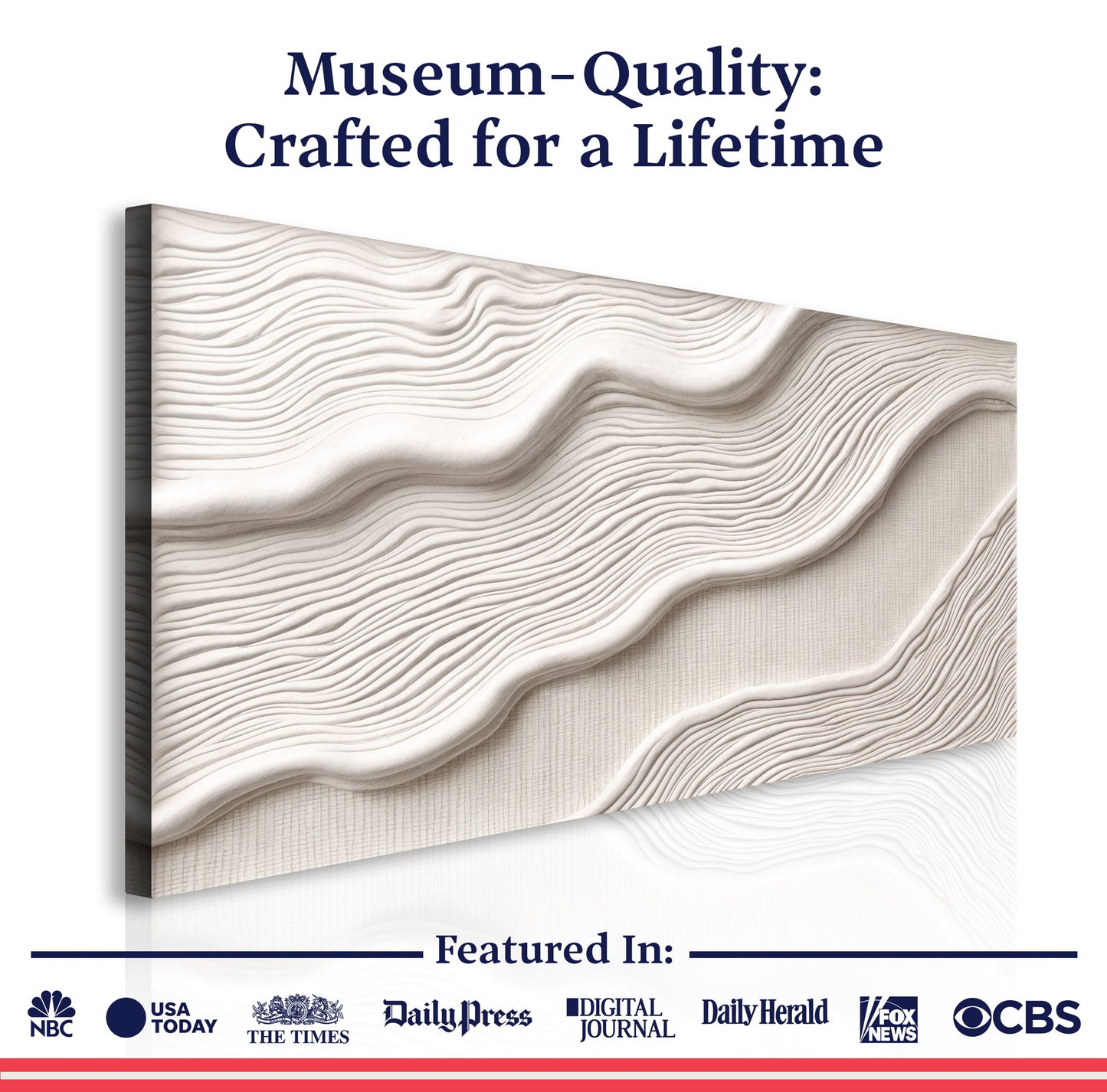 Ivory Abstract Wall Art II canvas by Tailored Canvases, ivory-toned wave texture on Tampa Home & Garden Store