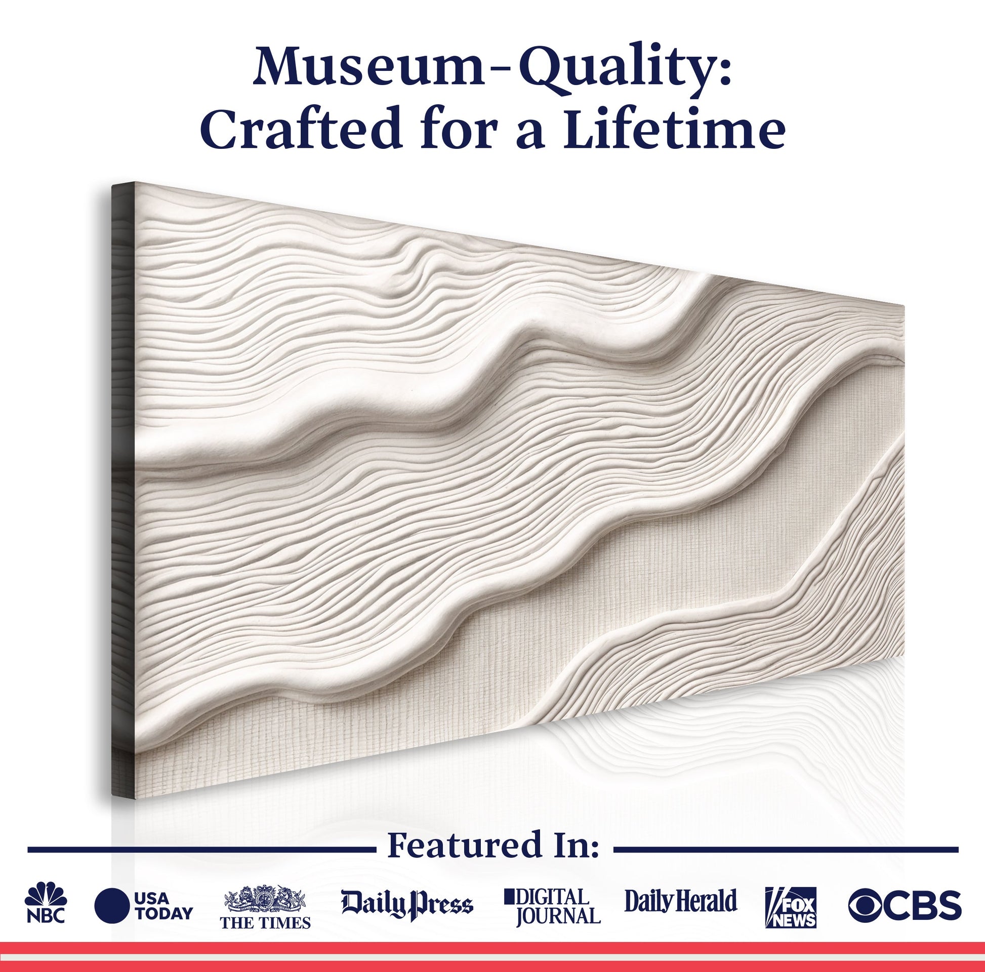Ivory Abstract Wall Art II canvas by Tailored Canvases, ivory-toned wave texture on Tampa Home & Garden Store