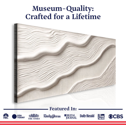 Ivory Abstract Wall Art II canvas by Tailored Canvases, ivory-toned wave texture on Tampa Home & Garden Store