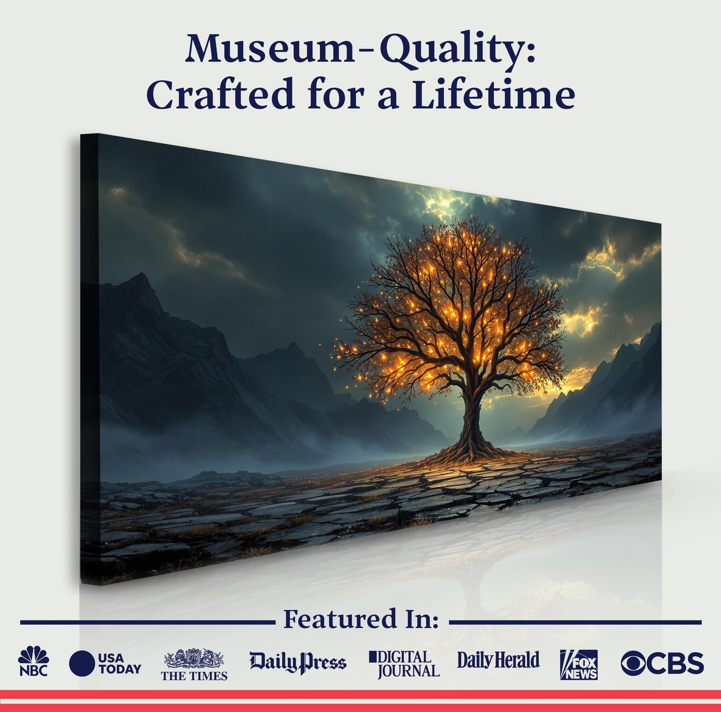 Burning Bush Faith Wall Art XI canvas with glowing orange leaves on a moody mountainscape on Tampa Home & Garden Store