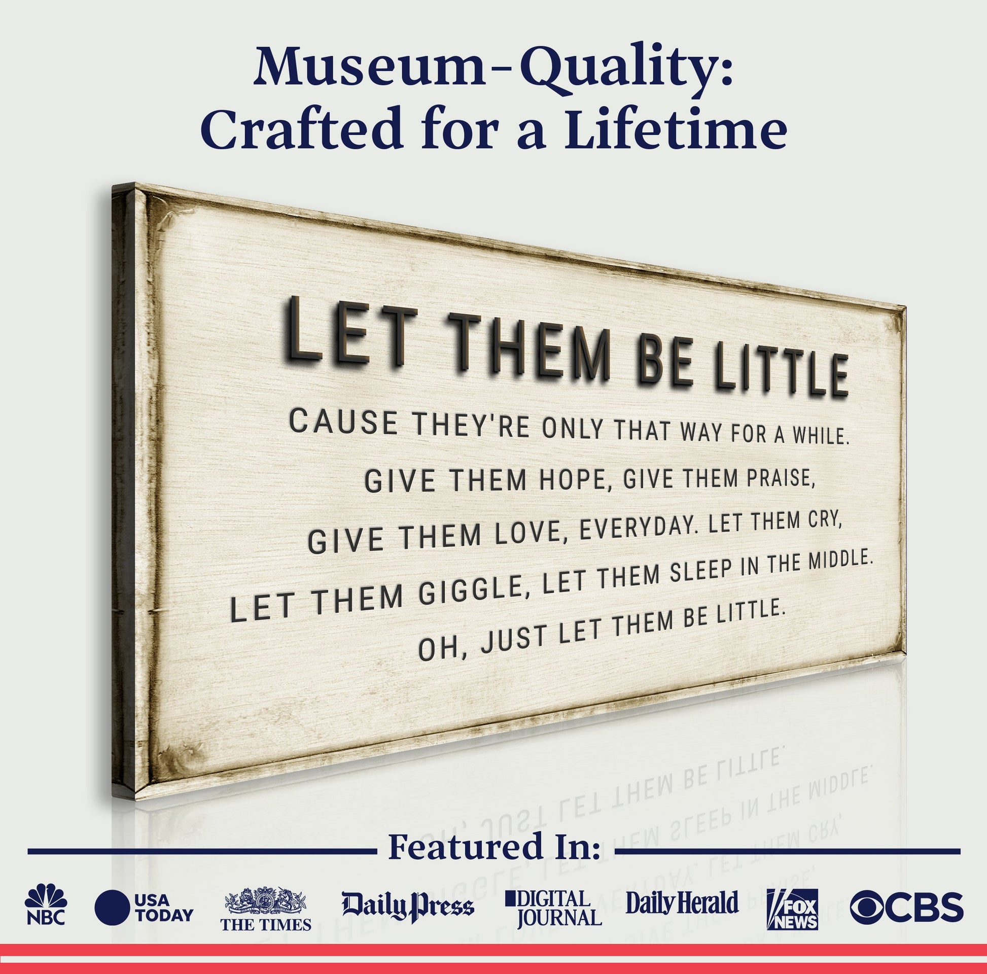 Let Them Be Little Playroom Sign canvas by Tailored Canvases, rustic wood background crafting canvas on Tampa Home & Garden Store