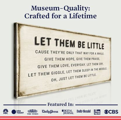 Let Them Be Little Playroom Sign canvas by Tailored Canvases, rustic wood background crafting canvas on Tampa Home & Garden Store