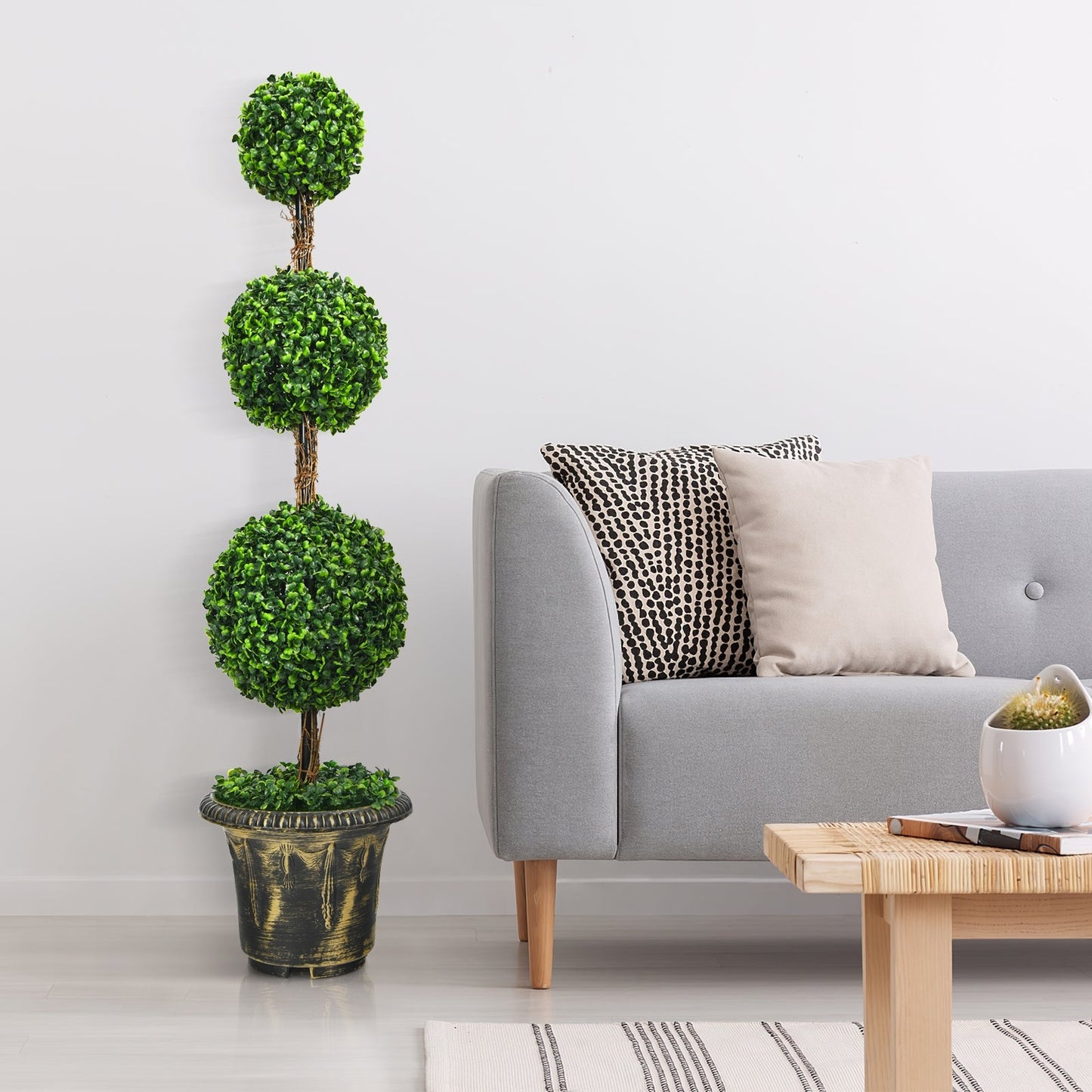 Planta artificial de topiario de tres bolas de 4 pies