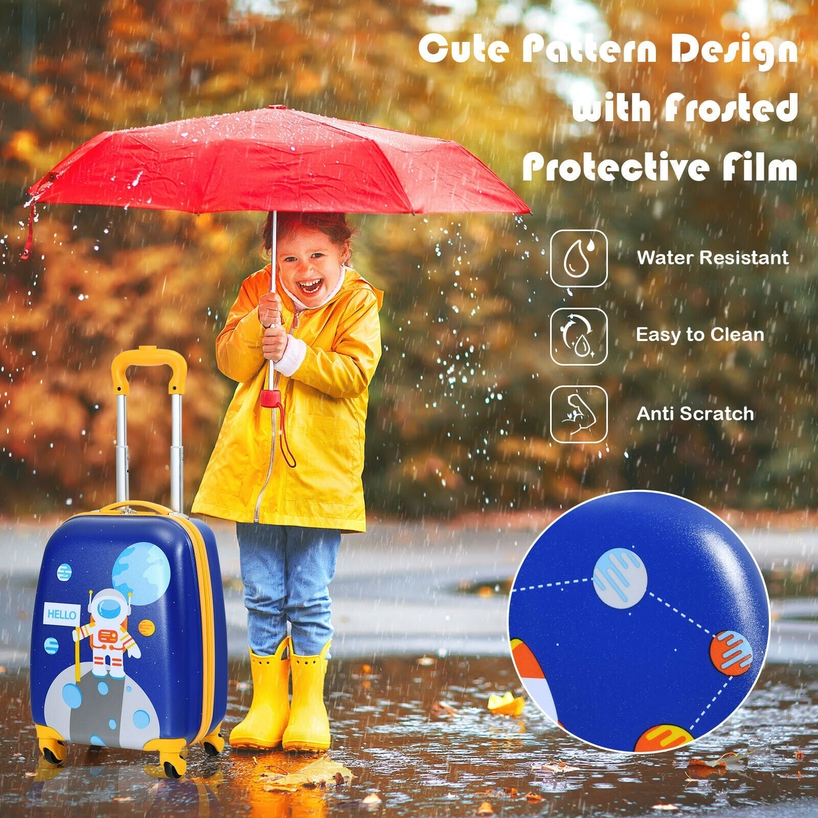 GemGear 2-piece kids luggage set: blue suitcase and backpack with space pattern for travel on Tampa Home & Garden Store