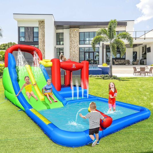 Inflatable Water Slide with Ocean Balls for Kids without Blower - Tampa Home & Garden Store