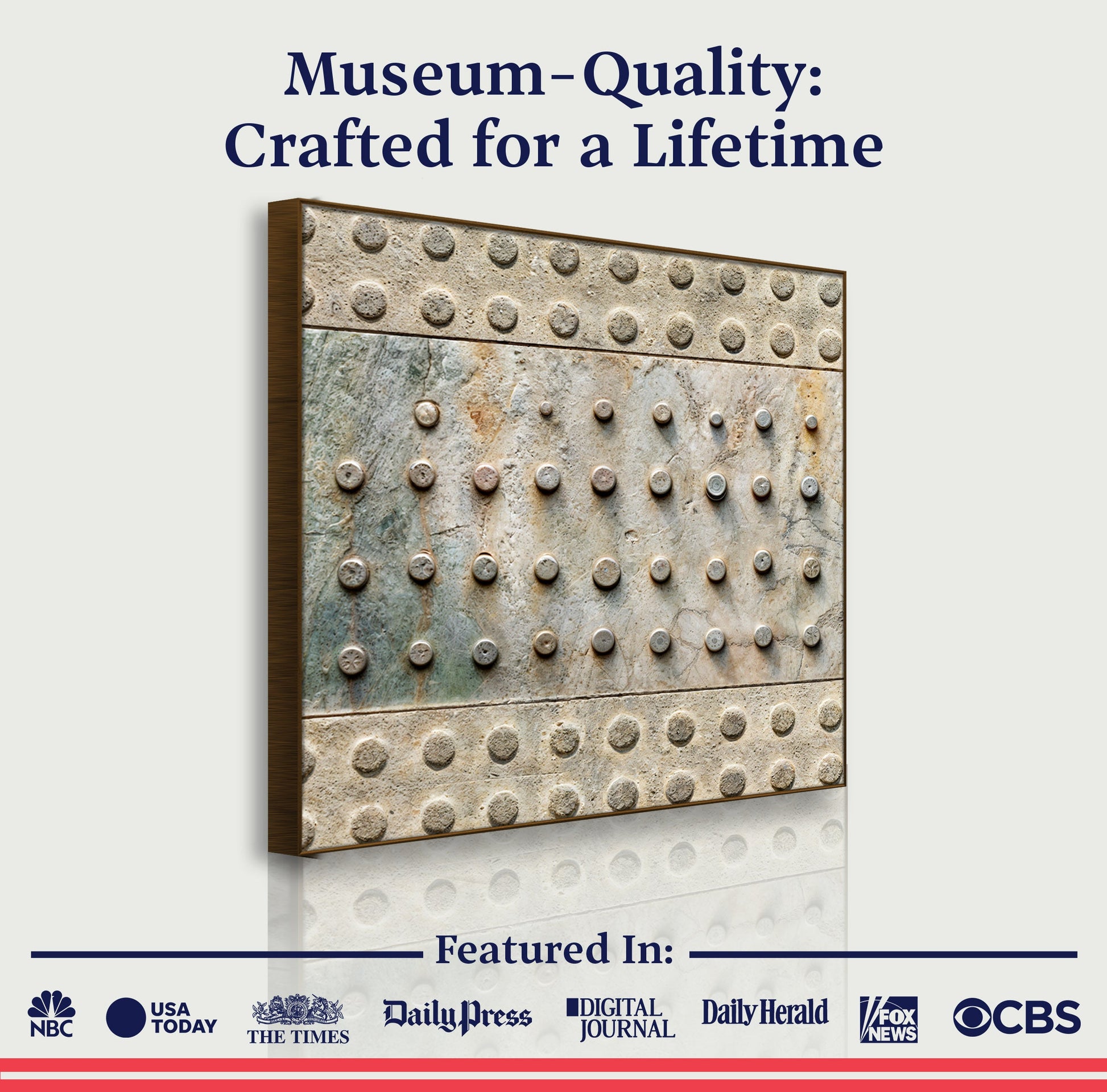 Brown abstract canvas by Tailored Canvases with a textured dotted panel on wood frame on Tampa Home & Garden Store