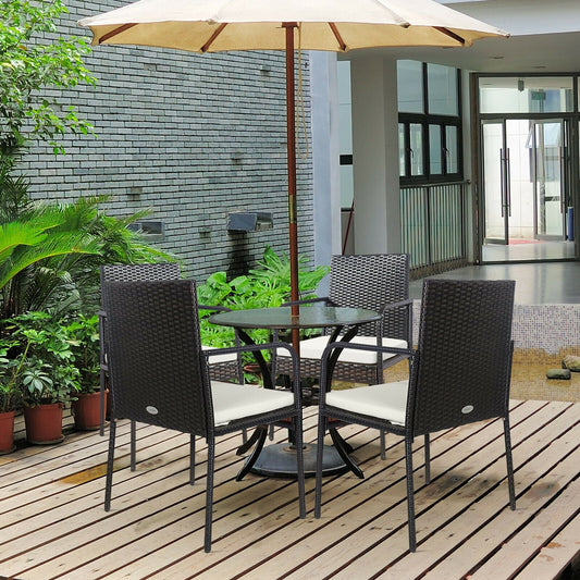 4 Pieces Patio Wicker Rattan Dining Set with Comfy Cushions - Tampa Home & Garden Store