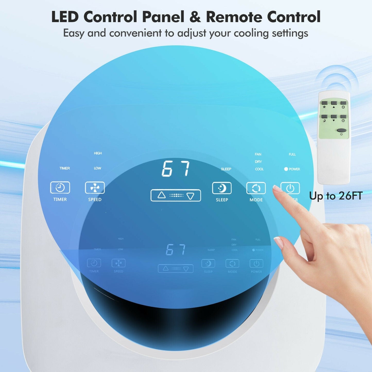 Acondicionador de aire portátil 3 en 1 de 9000 BTU con ventilador y deshumidificador - Blanco