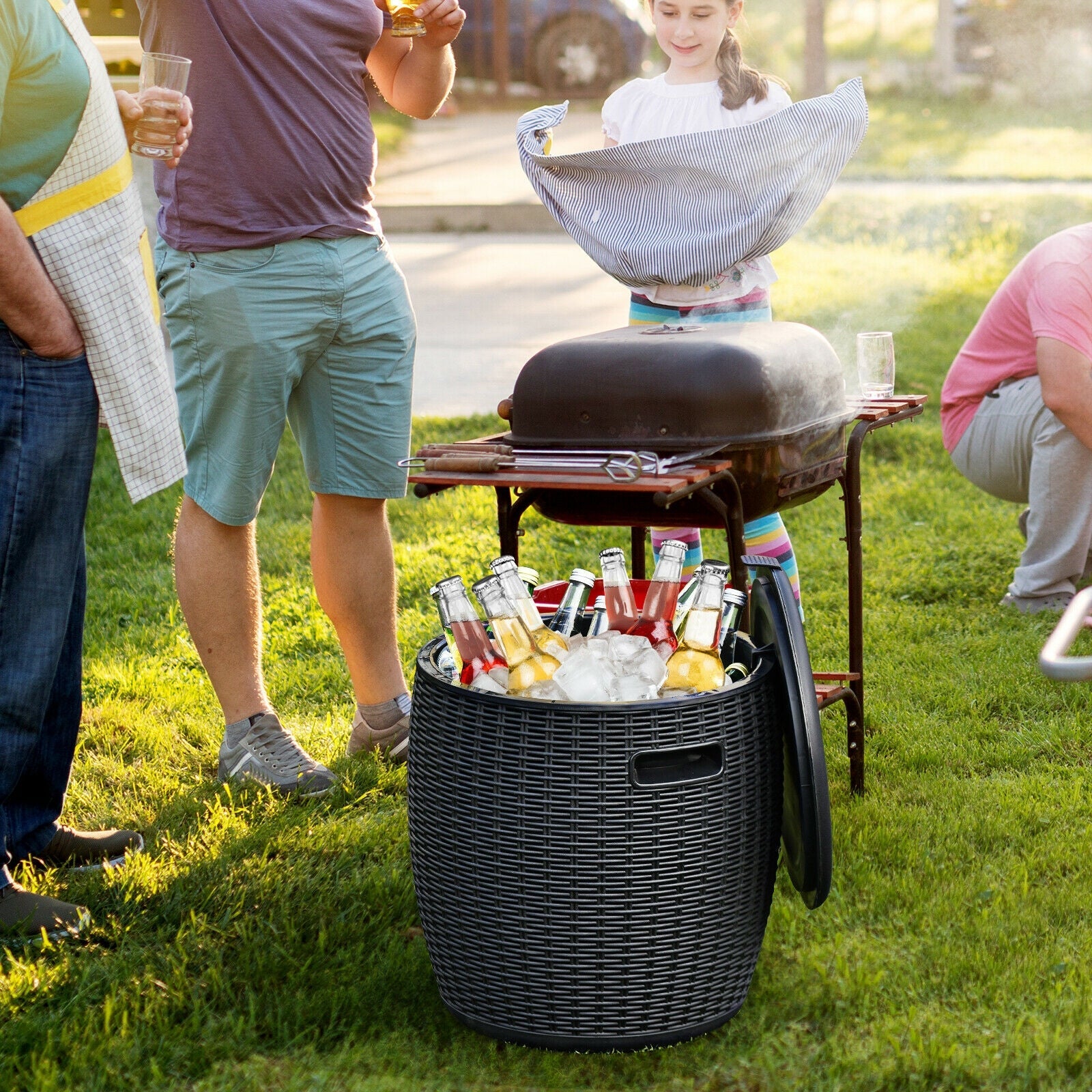 GemGear 9.5-gallon patio rattan cooler bar 4-in-1 with built-in grill and drinks storage on Tampa Home & Garden Store