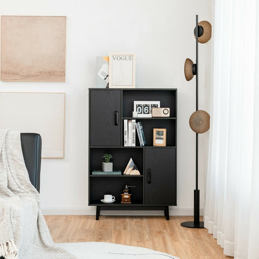 Aparador con almacenamiento y estantes con puerta - Negro
