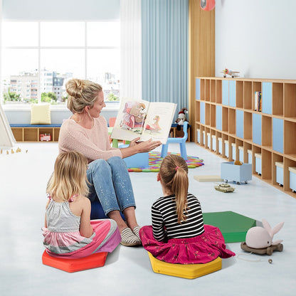 6 Pieces Multifunctional Hexagon Toddler Floor Cushions Classroom Seating with Handles