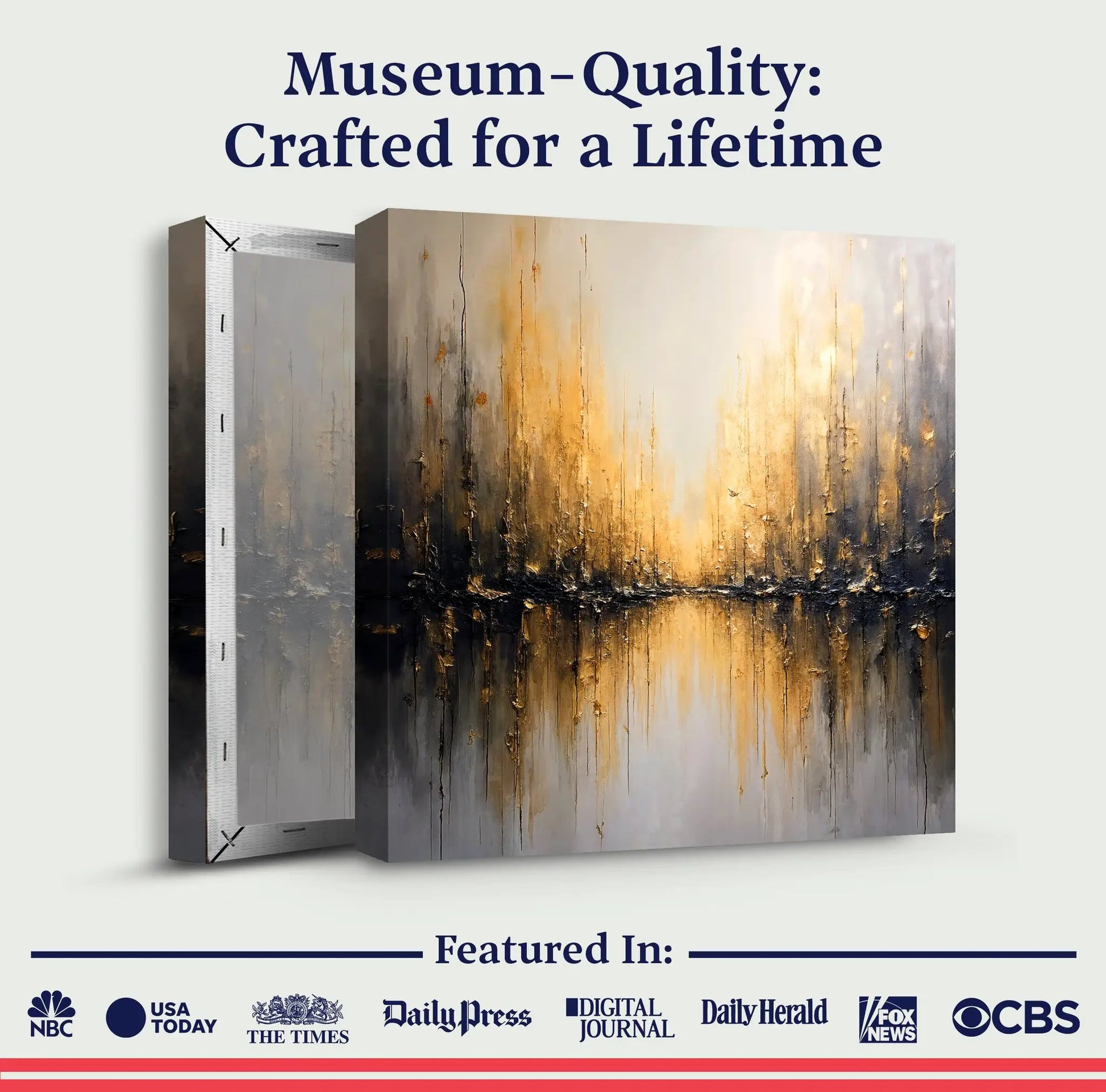 Golden Reflections Abstract Wall Art canvas by Tailored Canvases in gold gray tones on Tampa Home & Garden Store
