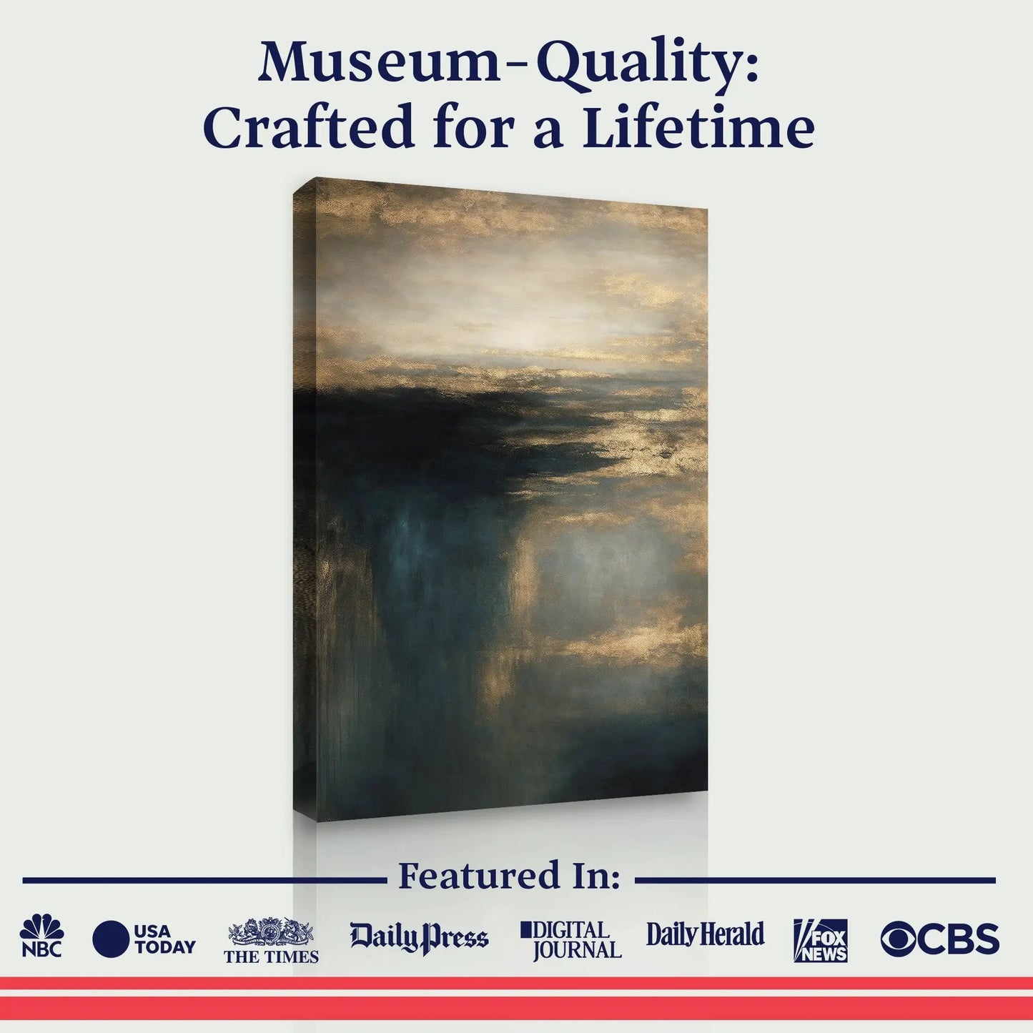 Cloudscape Glimmer Wall Art canvas with golden cloud accents on a moody blue-gray sky on Tampa Home & Garden Store