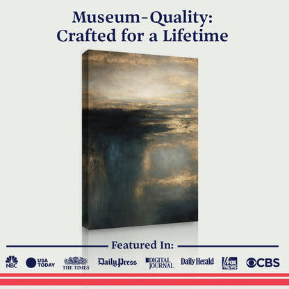 Cloudscape Glimmer Wall Art canvas with golden cloud accents on a moody blue-gray sky on Tampa Home & Garden Store