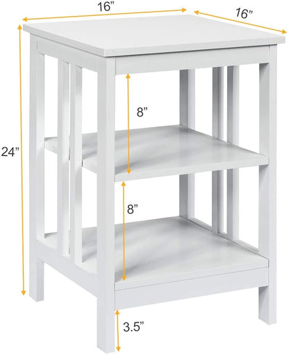 2 Pieces 3-Tier Nightstand with Reinforced Bars and Stable Structure