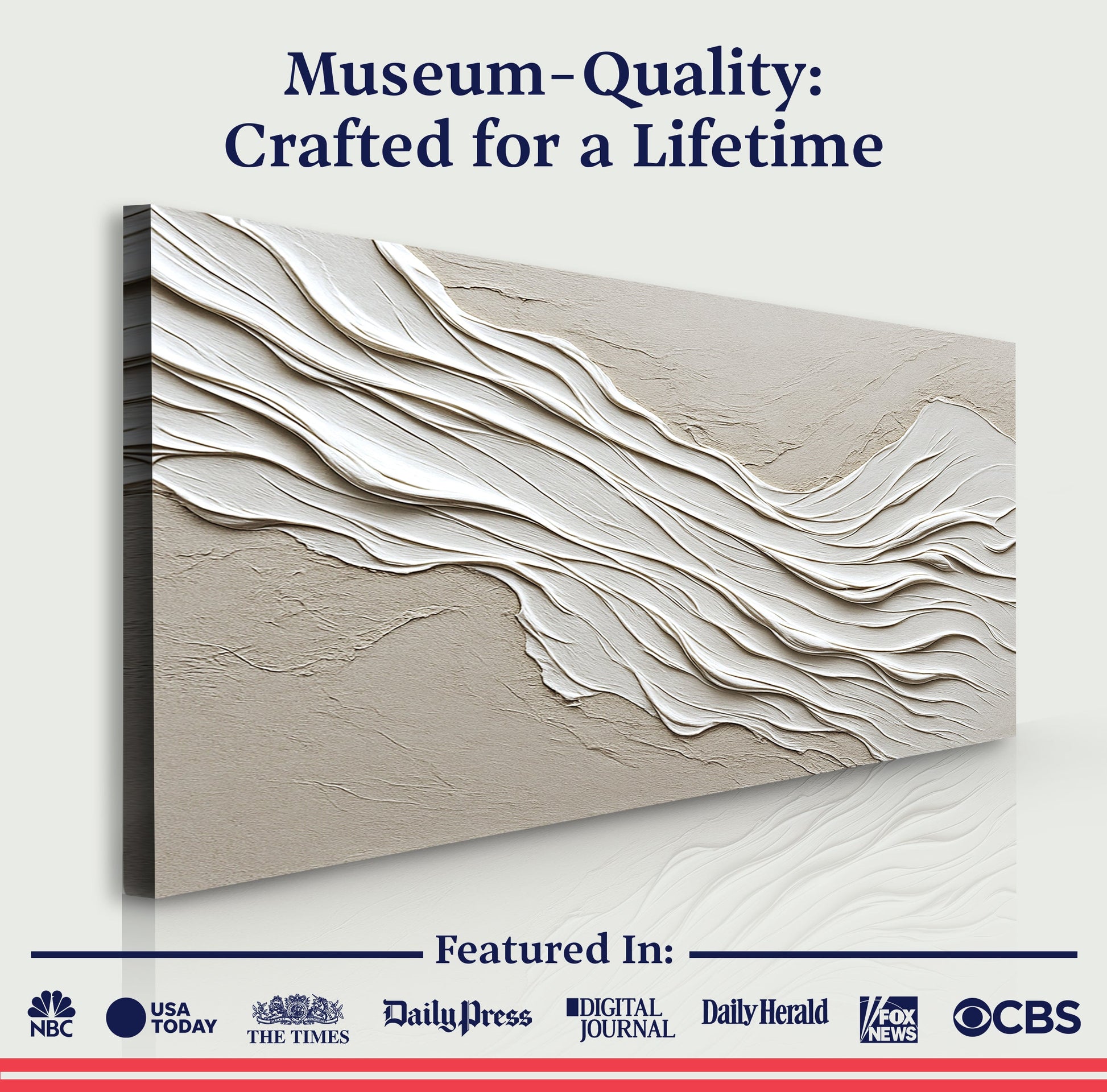 Minimalist Wall Art IV canvas with beige textured wave pattern for a clean craft space on Tampa Home & Garden Store
