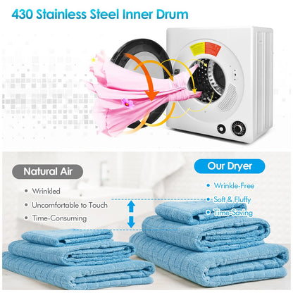 Secadora de ropa eléctrica compacta con tambor de acero inoxidable - Blanca