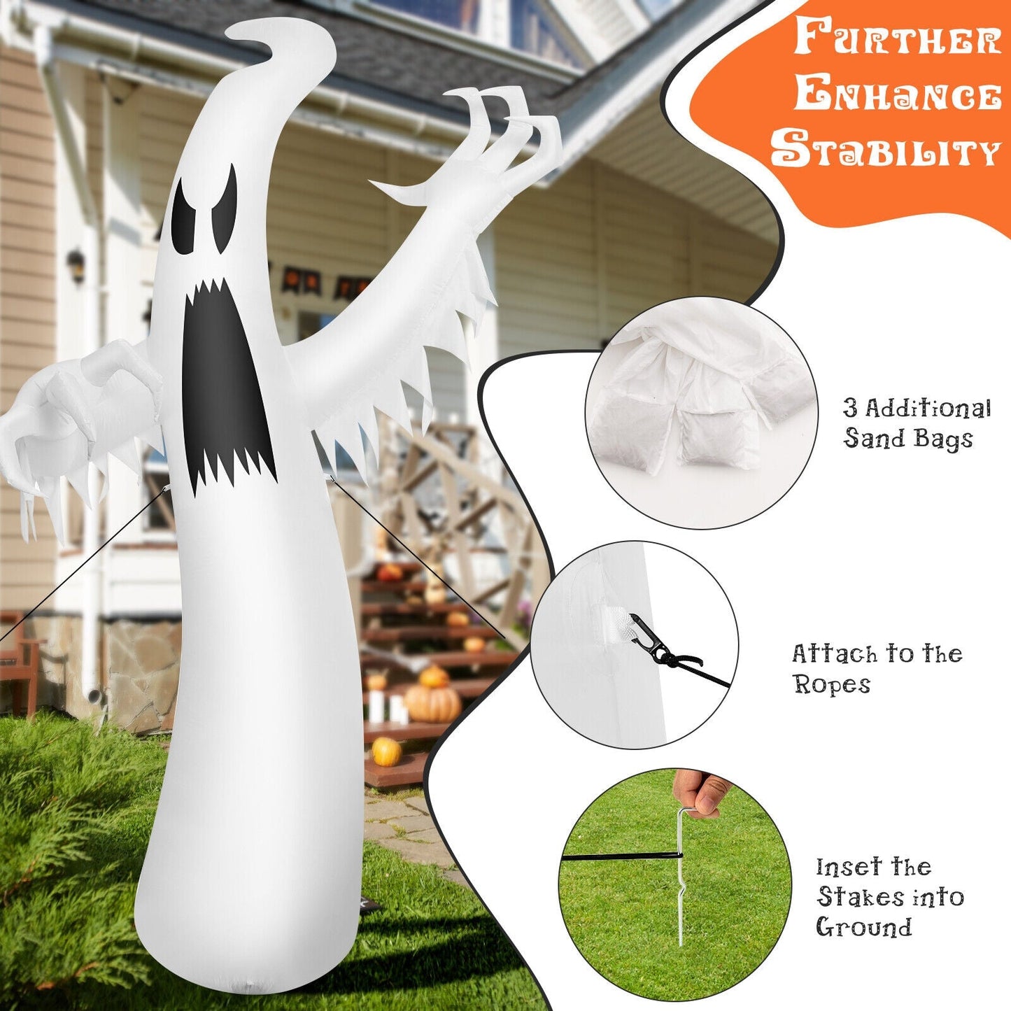 12 ft Halloween Inflatable Ghost with LED Lights by DirectDeals, outdoor inflatable decoration on Tampa Home & Garden Store