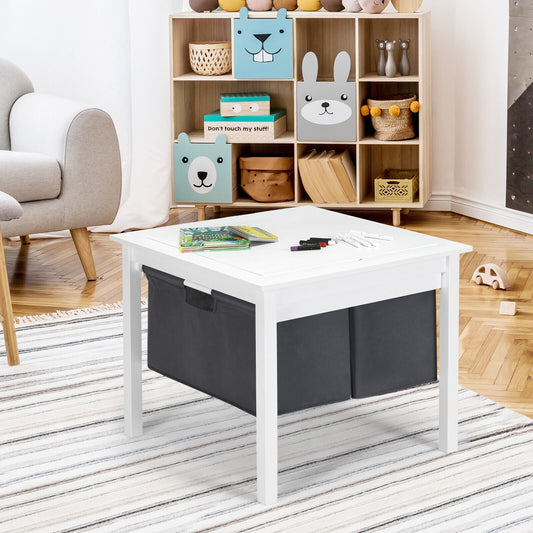 2-in-1 Kids Double-sided Activity Building Block Table with Drawers-White - Tampa Home & Garden Store