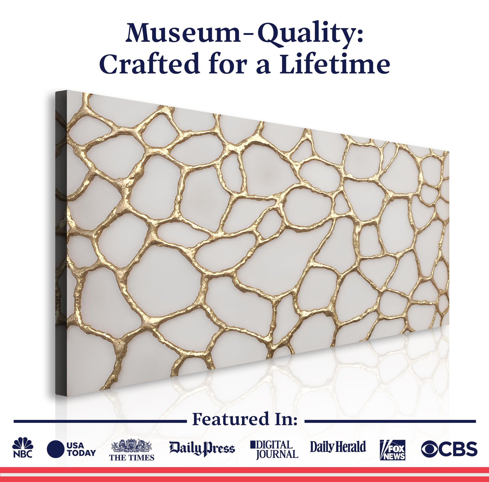 Golden Neurons Wall Art by Tailored Canvases; gold lattice on light background Crafting Canvas on Tampa Home & Garden Store