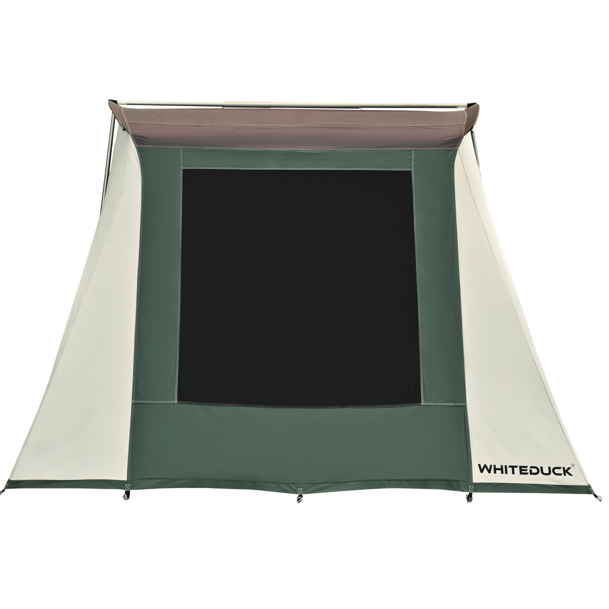 Prota Canvas Tent 10x10 by White Duck Outdoors green body with tan top trim on Tampa Home & Garden Store