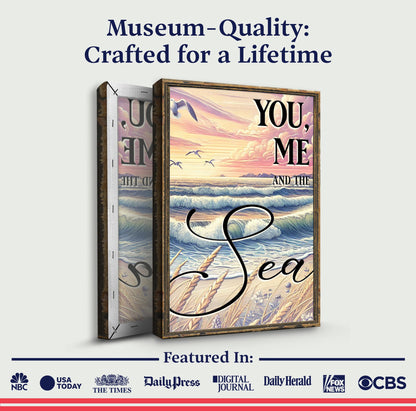 You Me and the Sea coastal sign canvas with rustic wood frame Tailored Canvases on Tampa Home & Garden Store