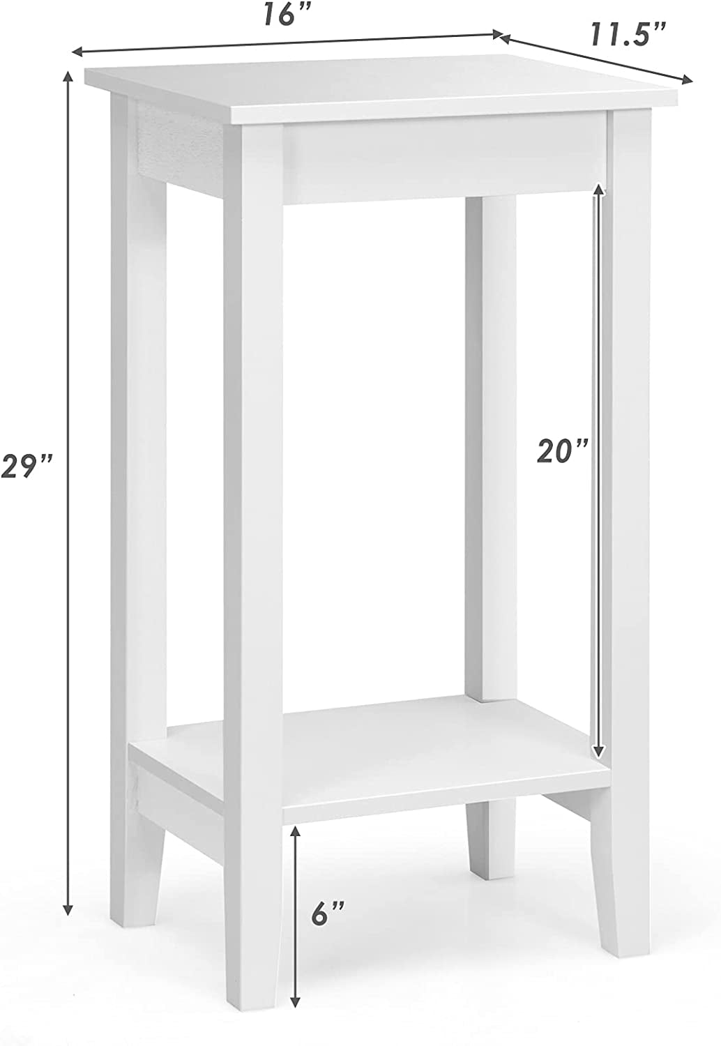 Set of 2 Versatile 2-Tier End Table with Storage Shelf-White