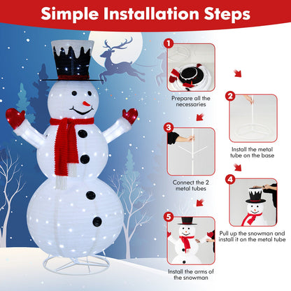 6 Feet lighted snowman with top hat and red scarf, white body, DirectDeals snow globe on Tampa Home & Garden Store