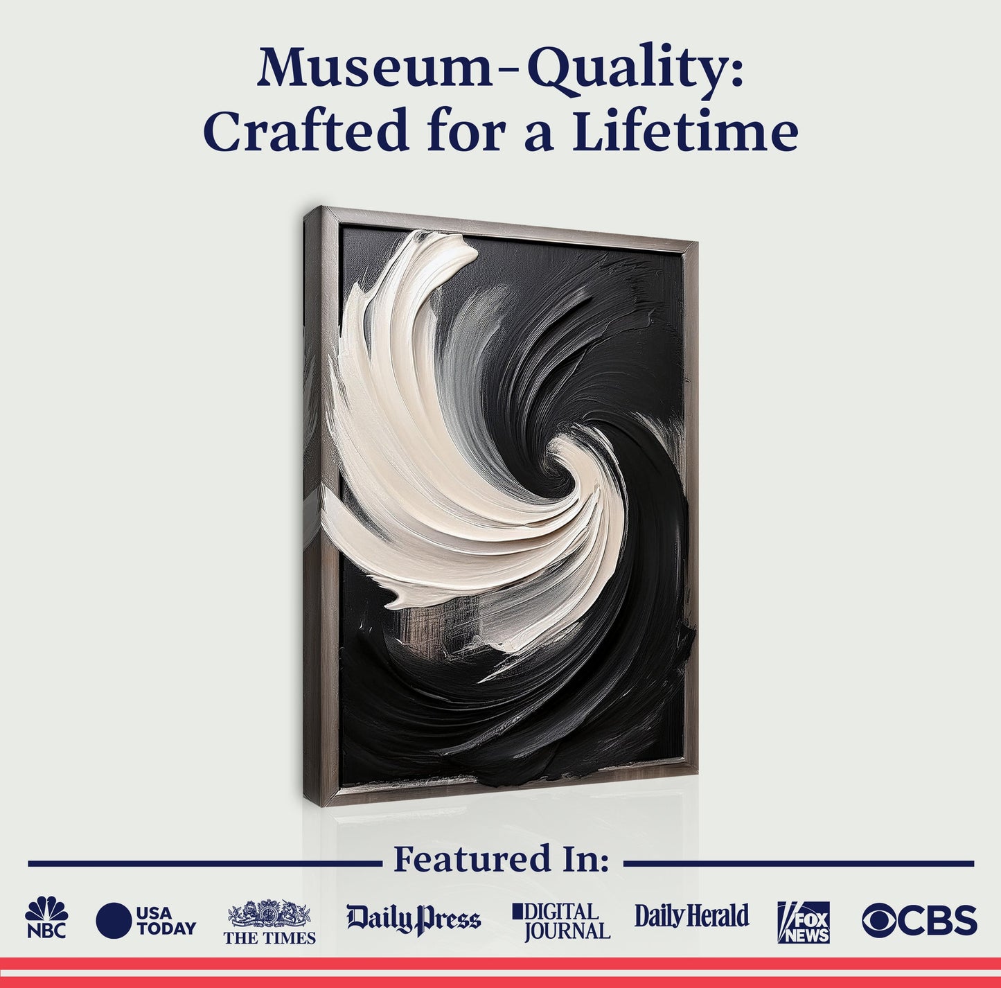 Black and White Vortex Abstract Wall Art canvas by Tailored Canvases, crafting canvas on Tampa Home & Garden Store