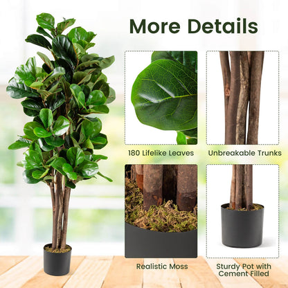 Ficus Lyrata Artificial de 5 Pies Macetero Decorativo
