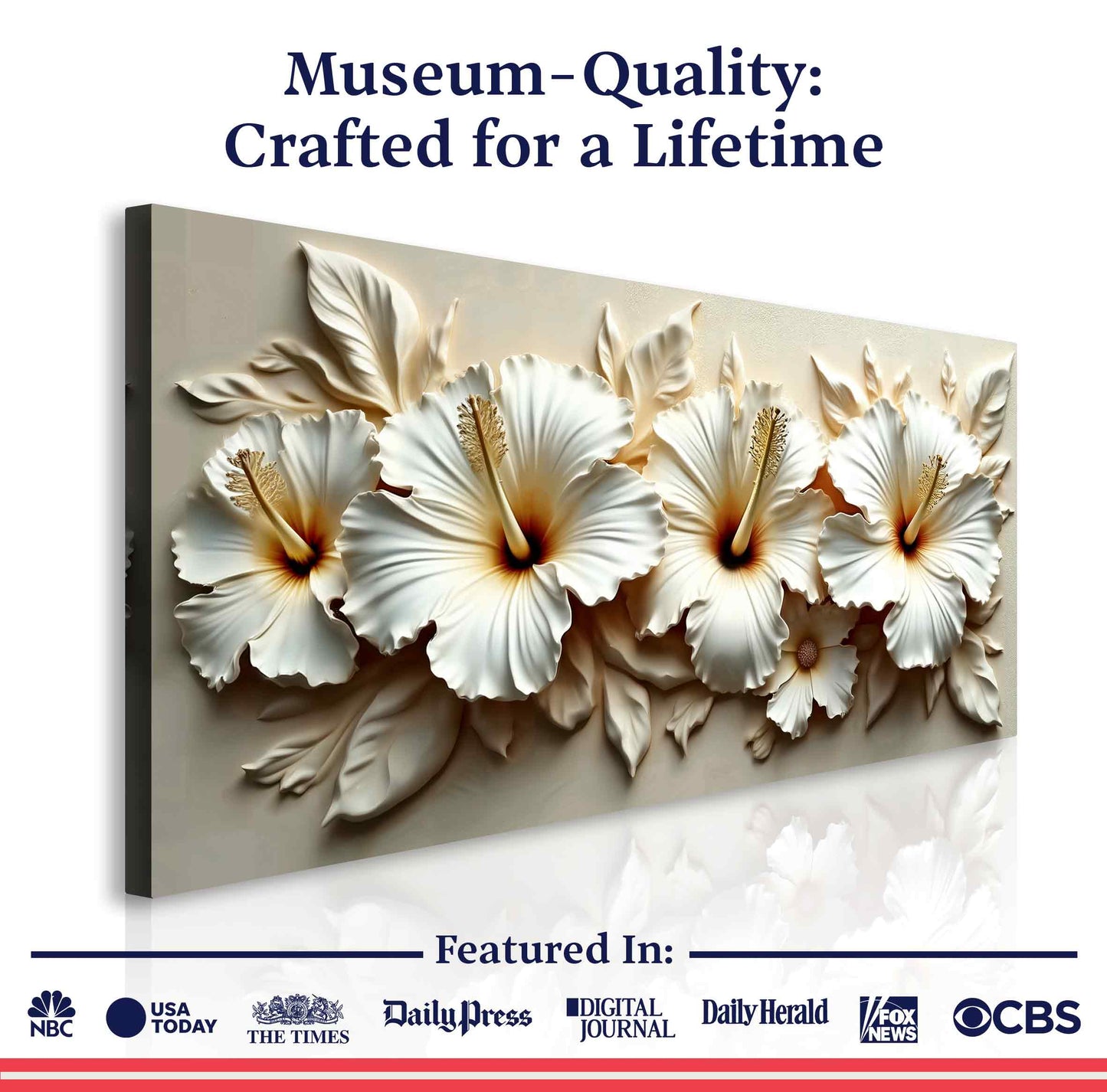 Floral Abstract Wall Art VII canvas with beige 3D flowers Tailored Canvases crafting canvas on Tampa Home & Garden Store