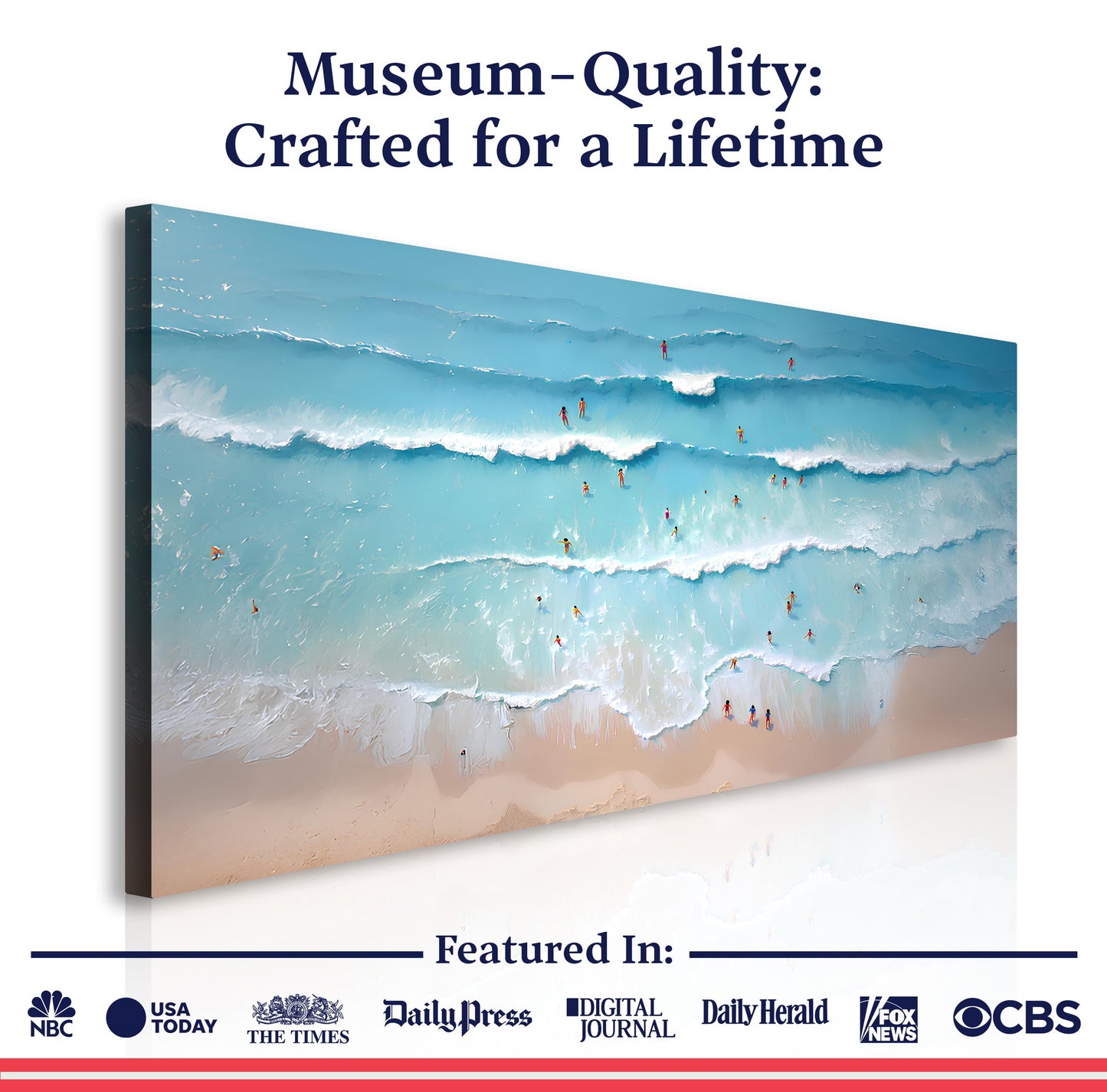 Beach Days Wall Art VIII canvas by Tailored Canvases; vibrant ocean with surfers on Tampa Home & Garden Store
