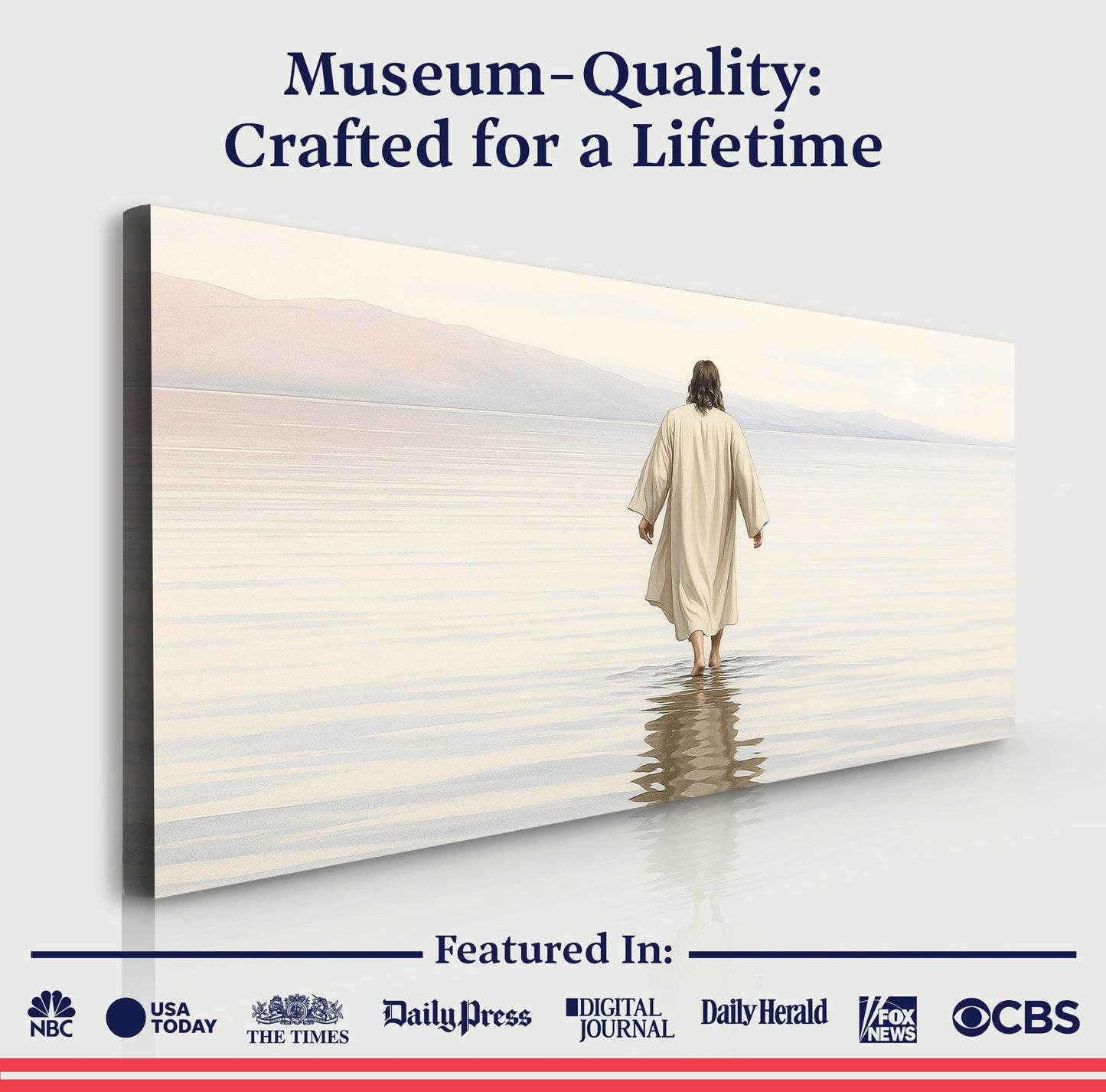 Reflections Faith Wall Art XII canvas by Tailored Canvases, woman in flowing robe at shore on Tampa Home & Garden Store