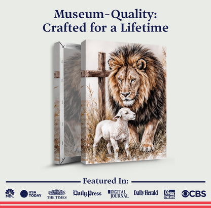Lion And Sheep Faith Wall Art II canvas by Tailored Canvases featuring a lion and lamb on Tampa Home & Garden Store