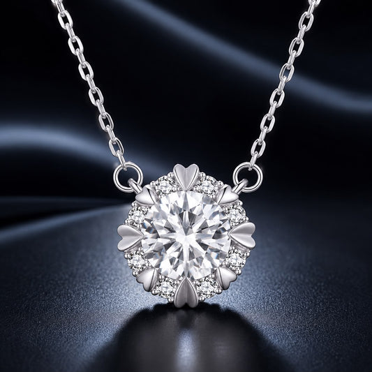 Moissanite necklace in 925 Sterling Silver with 1.0ct center stone and pavé halo by Bids.com on Tampa Home & Garden Store