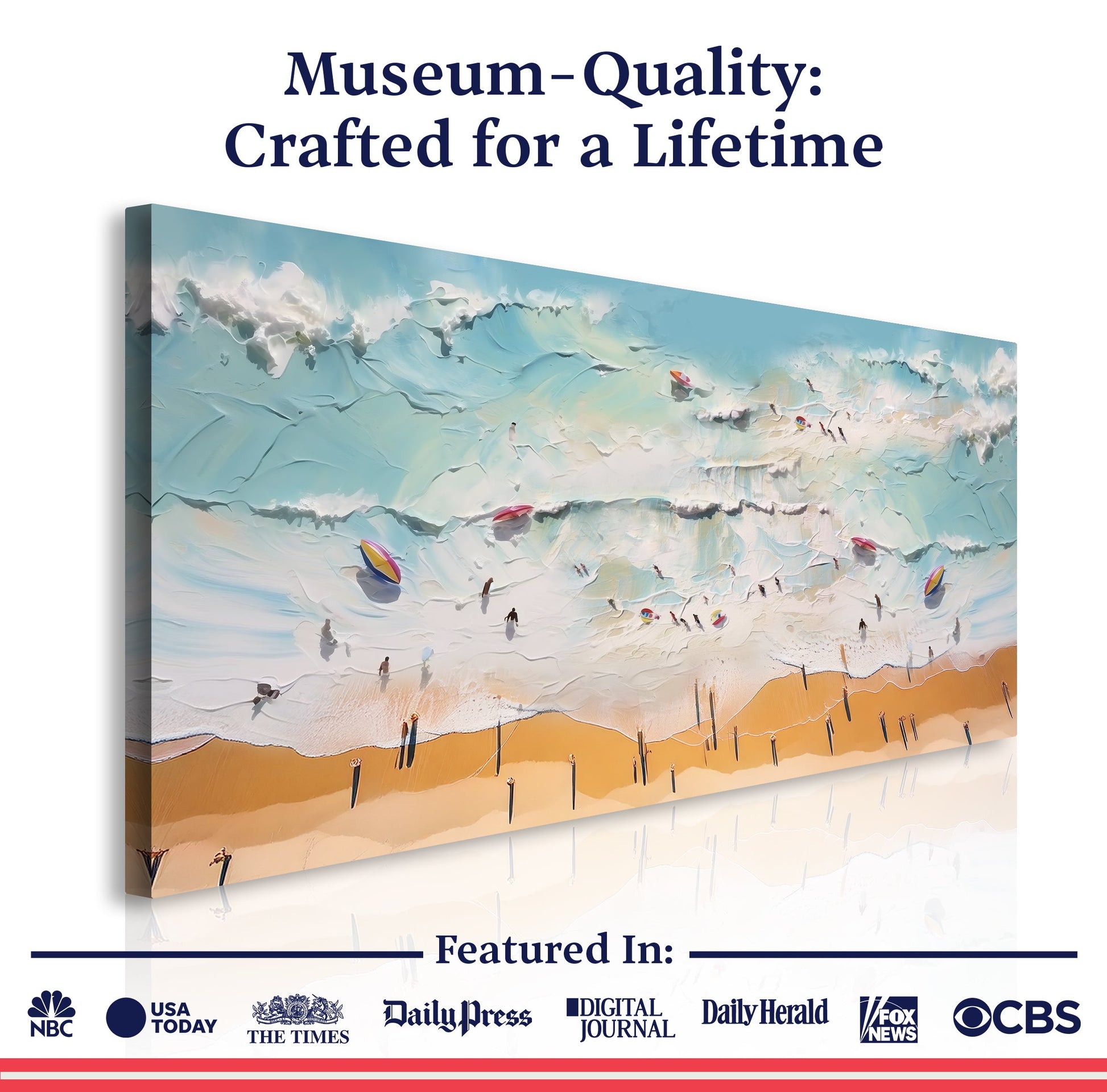 Beach Days Wall Art VI canvas by Tailored Canvases, ocean beach scene with surfers on Tampa Home & Garden Store