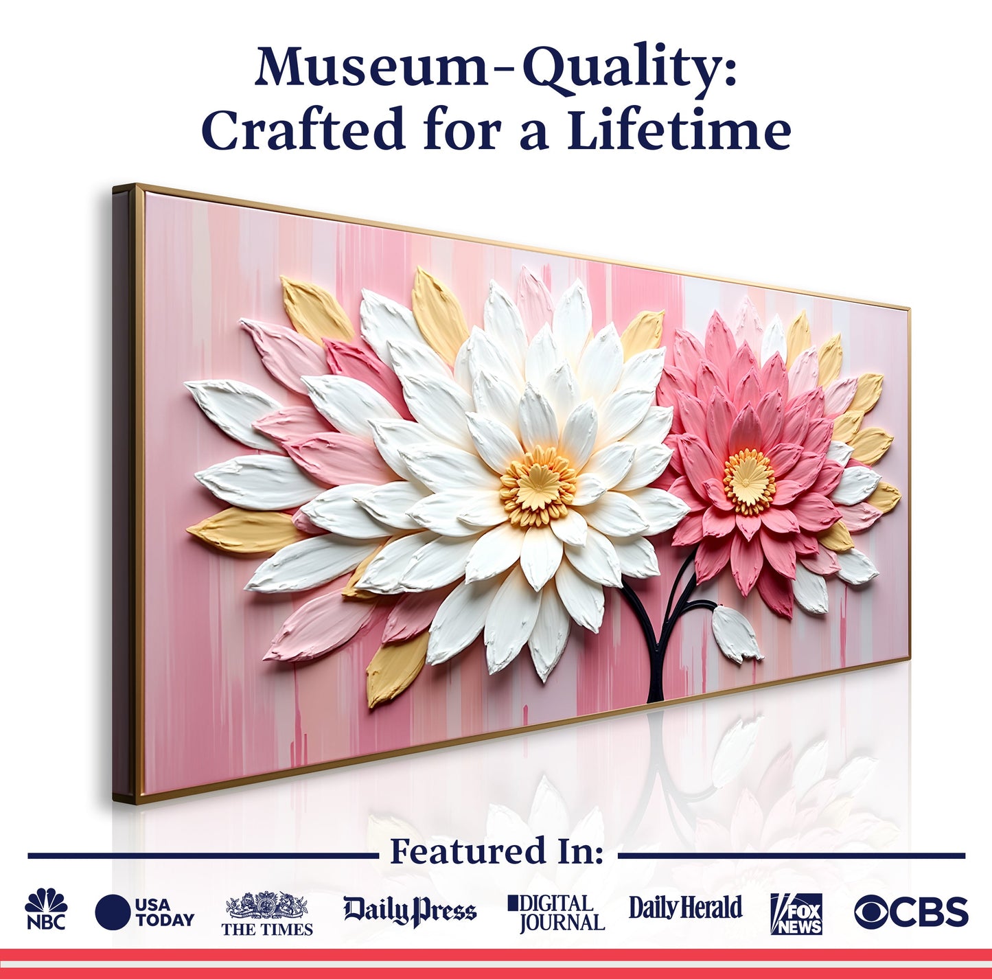Blushing Blooms Pink Wall Art canvas by Tailored Canvases in pink floral design on Tampa Home & Garden Store