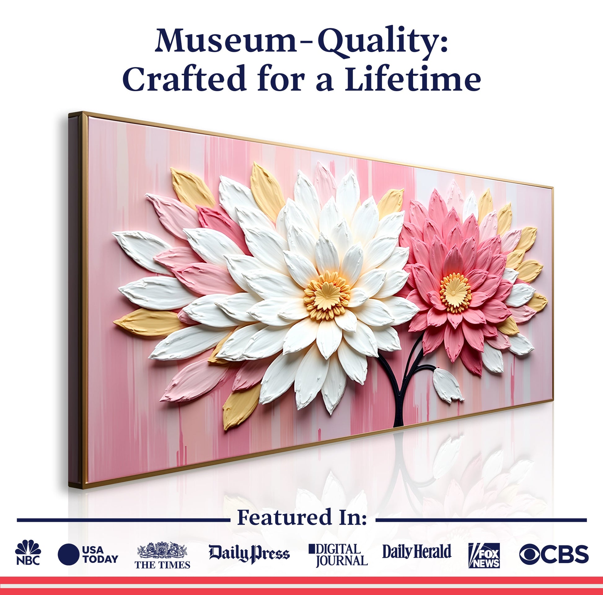 Blushing Blooms Pink Wall Art canvas by Tailored Canvases in pink floral design on Tampa Home & Garden Store