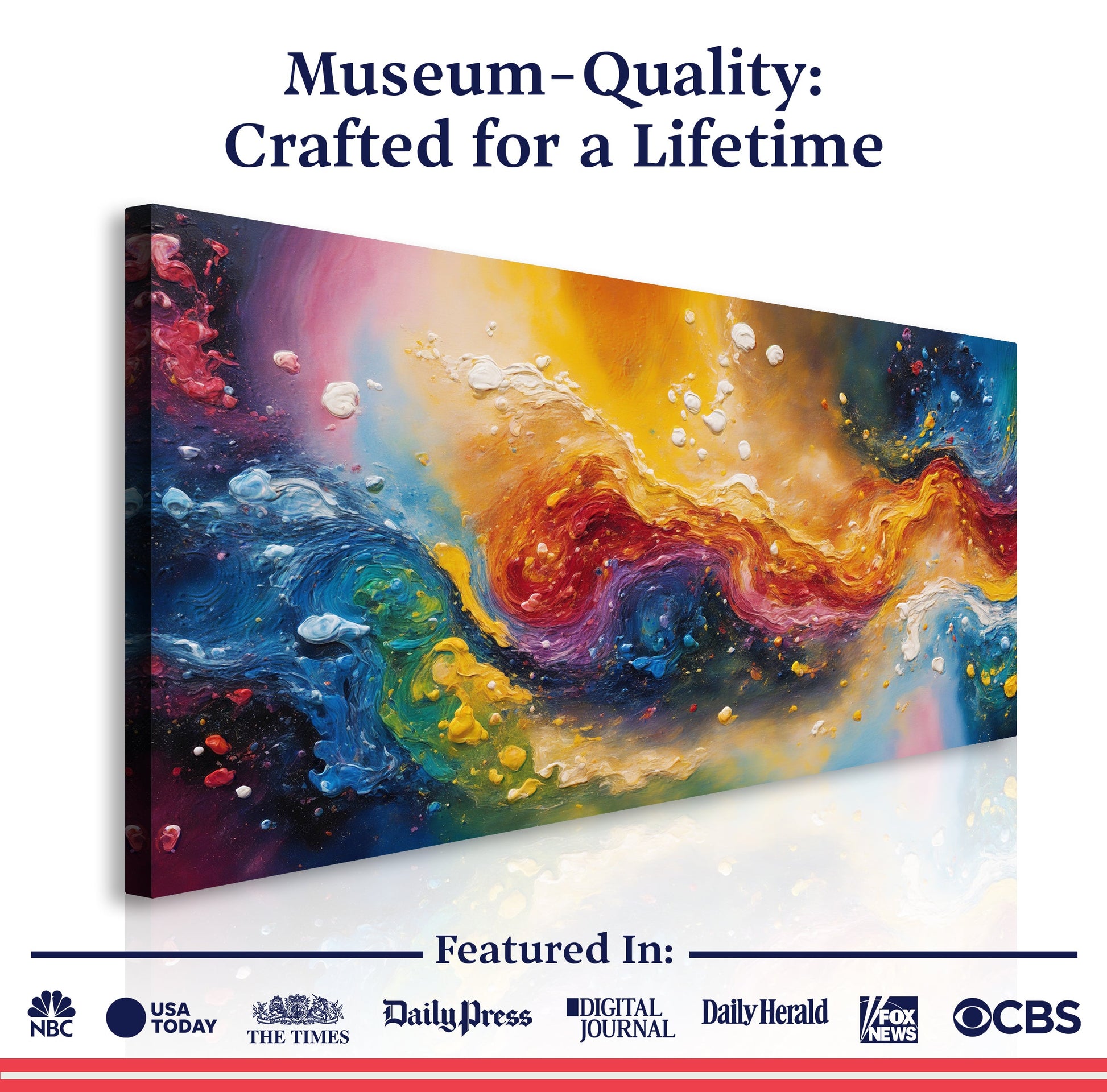 Chroma Nova Wall Art canvas by Tailored Canvases: multicolor abstract impasto on Tampa Home & Garden Store
