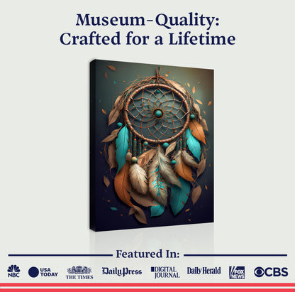 3D Whispering Feathers Wall Art IV canvas Tailored Canvases teal copper dreamcatcher on Tampa Home & Garden Store