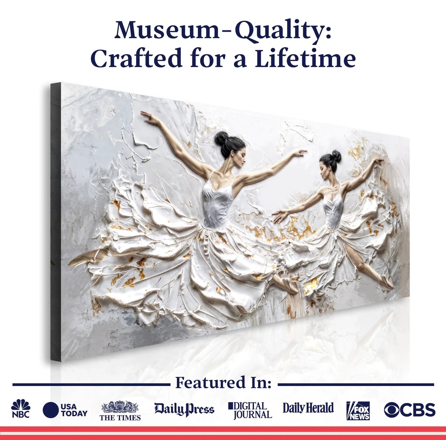 Modern Ethereal Dancers Canvas by Tailored Canvases, textured white crafting canvas art on Tampa Home & Garden Store