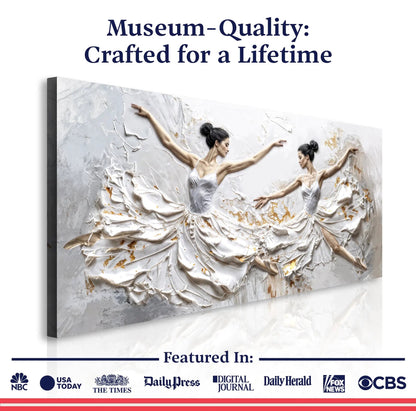 Modern Ethereal Dancers Canvas by Tailored Canvases, textured white crafting canvas art on Tampa Home & Garden Store