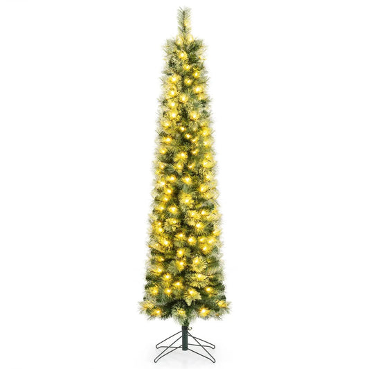 6 to 8 Ft Pre-Lit Pencil Christmas Tree 8 Modes
